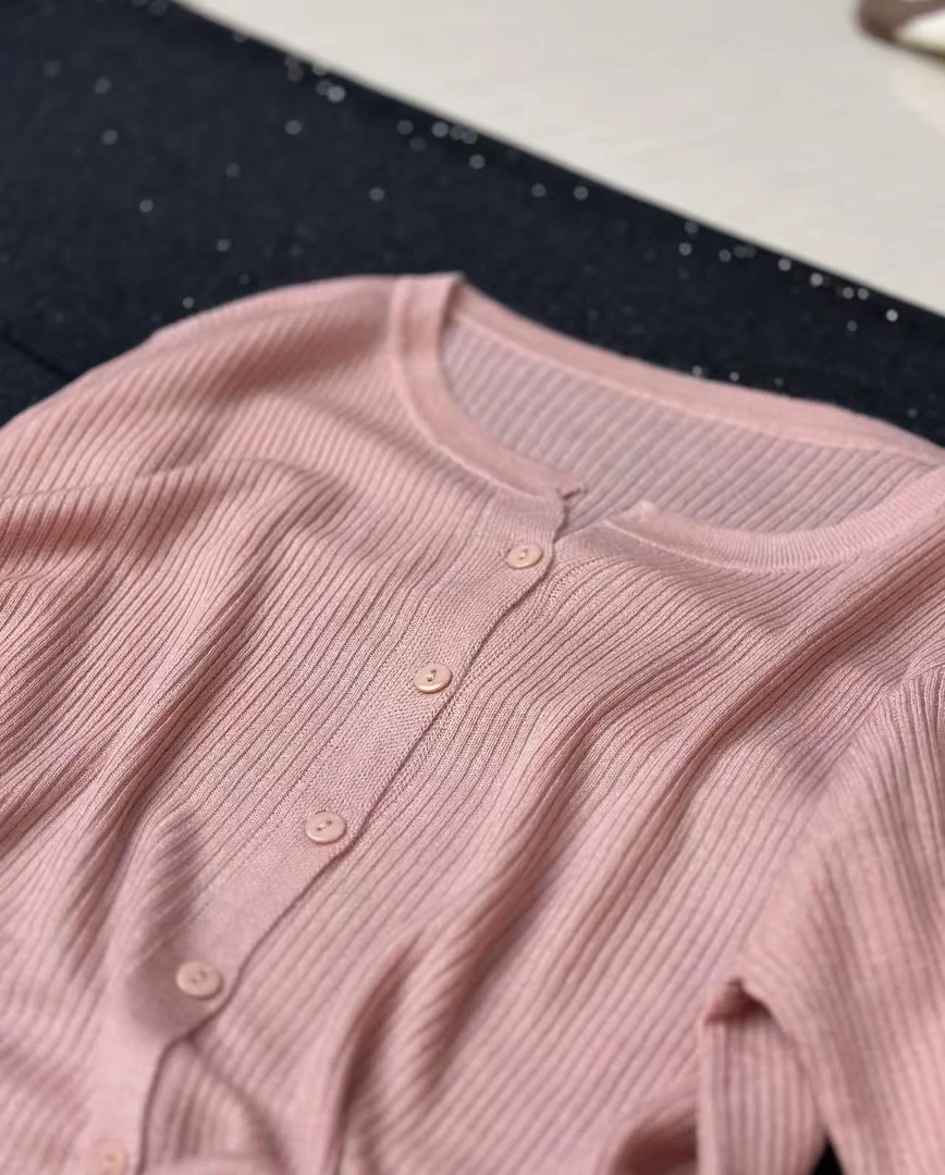 韩系纯色简约高级感休闲开衫式短袖051627