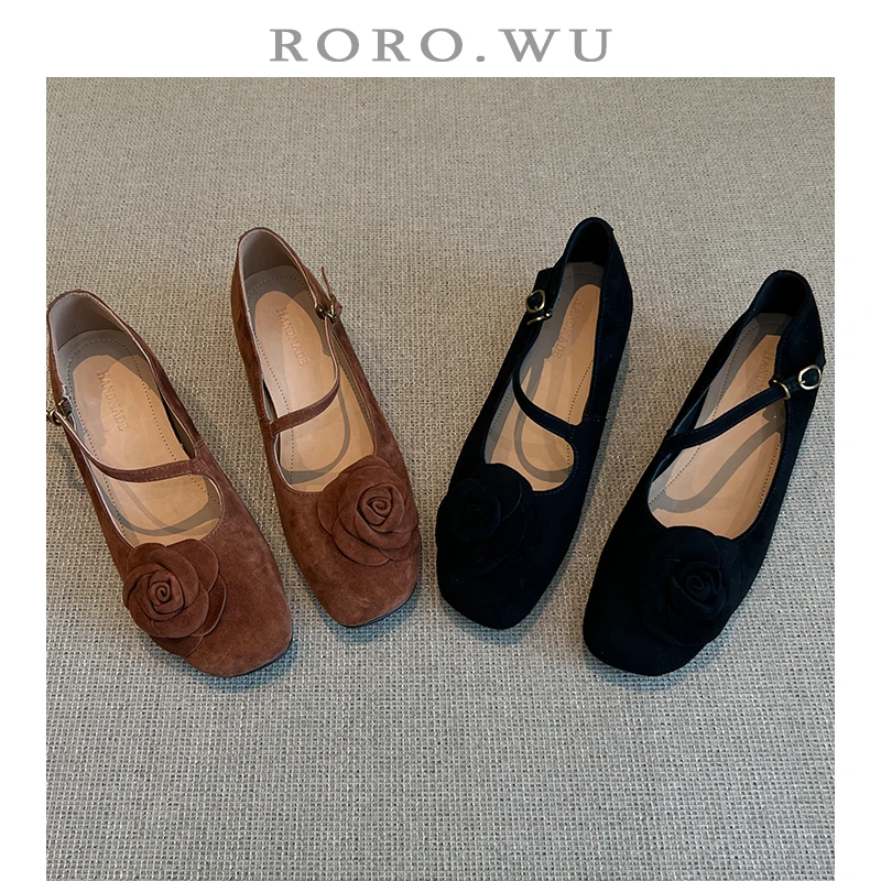 娆娆吴·花朵法式一字扣气质优雅玛丽珍复古百搭单鞋A150