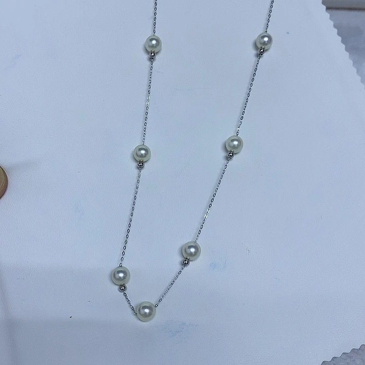 套链银S925镶嵌海水珍珠6-7