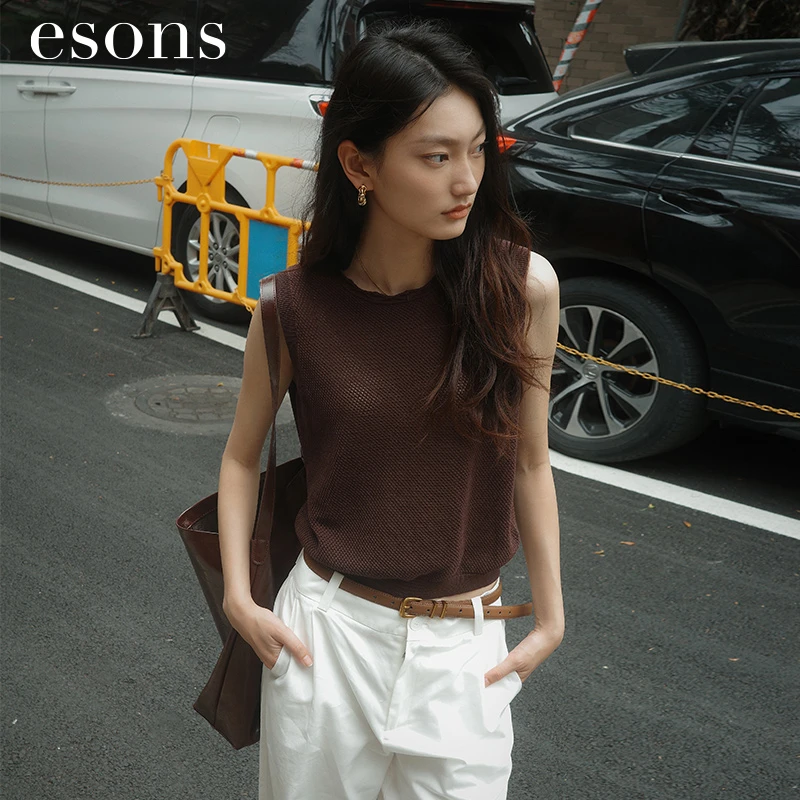esons/爱城市【2025夏商场同款】女装圆领套头针织衫背心36583220