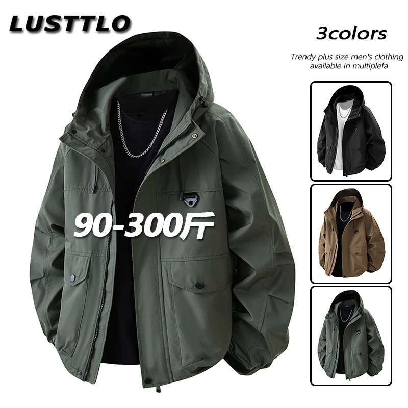 工装夹克男士宽松百搭连帽休闲大码外套春秋潮流大码显瘦韩版上衣