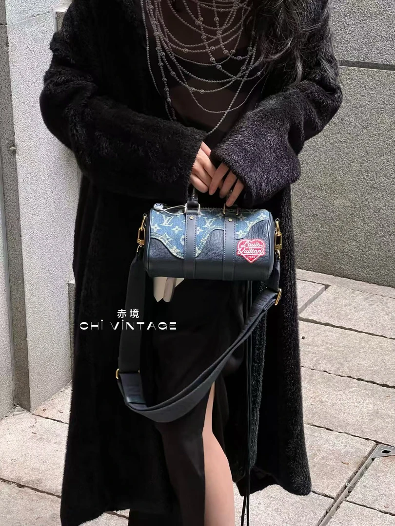 99新 LouisVuitton/路易威登 5647 丹宁Keepall联名斜挎包芯片款