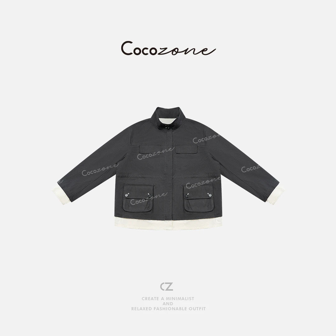 COCO ZONE 刘一一 春新款时尚立领复古工装外套CD2A0361