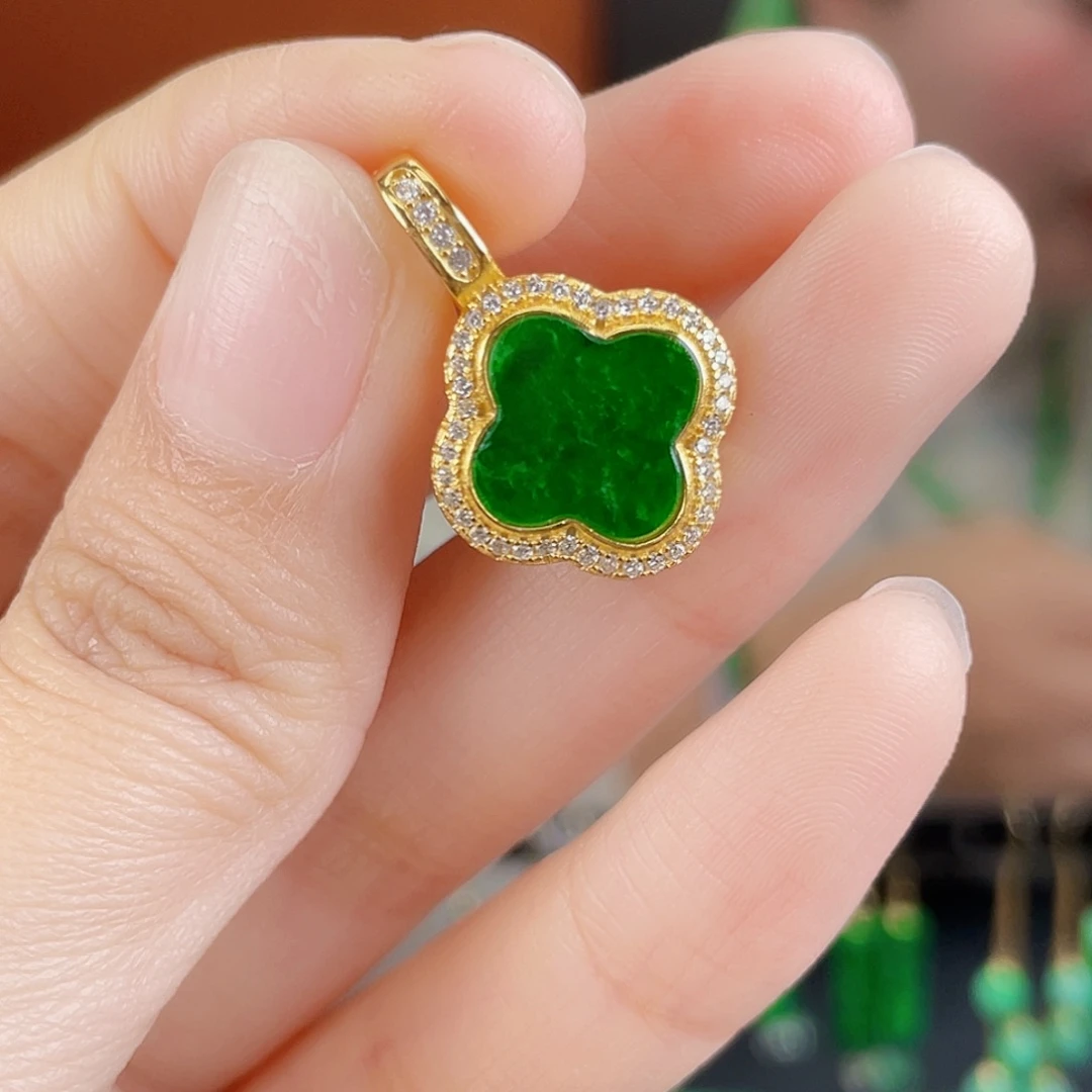 翡翠银S925镶嵌耳饰