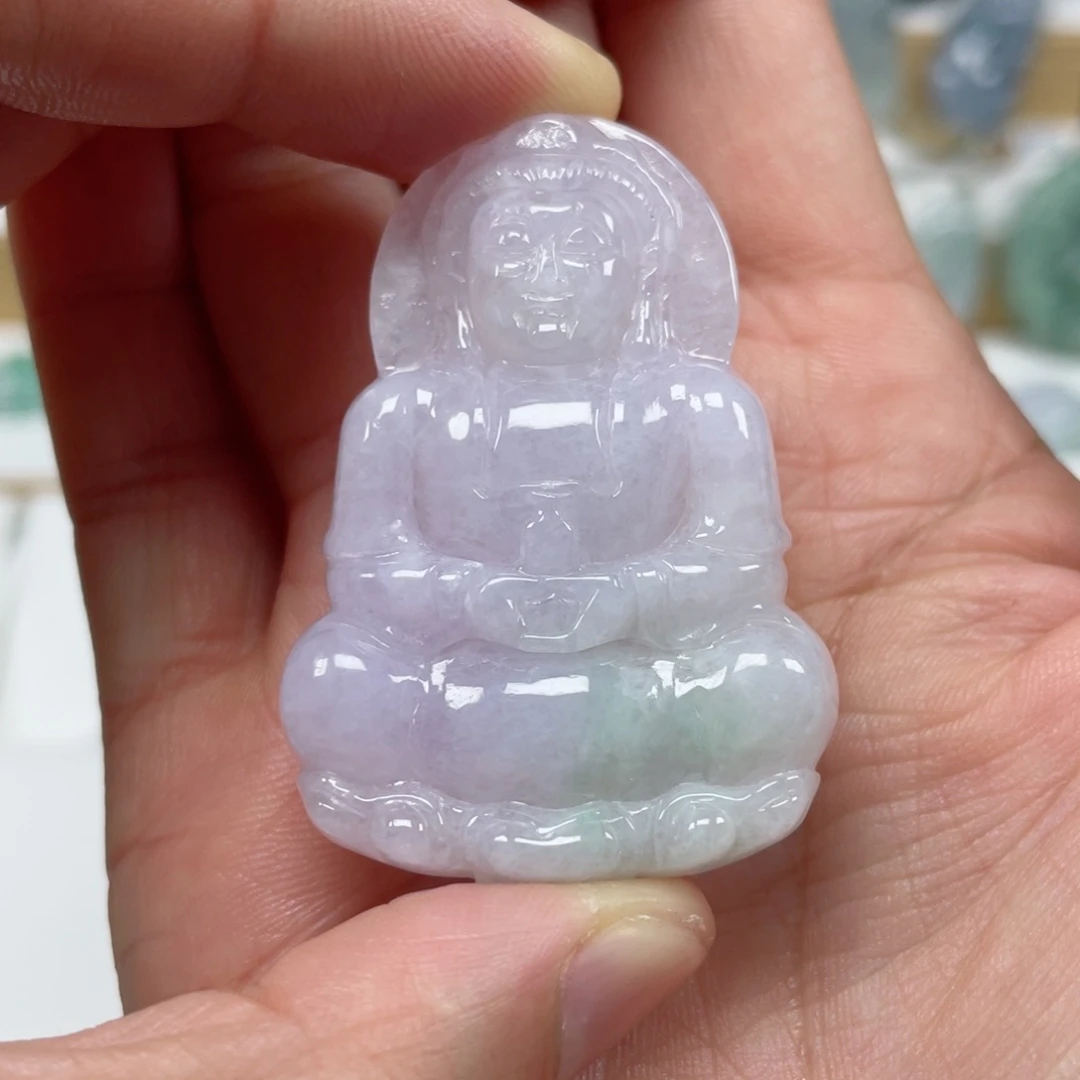 翡翠颈饰未镶嵌天然缅甸翡翠A货观音2号