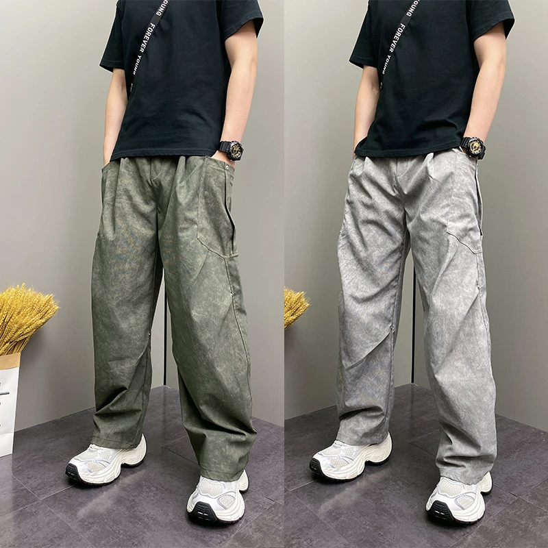 2025秋季款潮流高街大口袋休闲直筒工装裤男士潮牌户外宽松弯刀裤