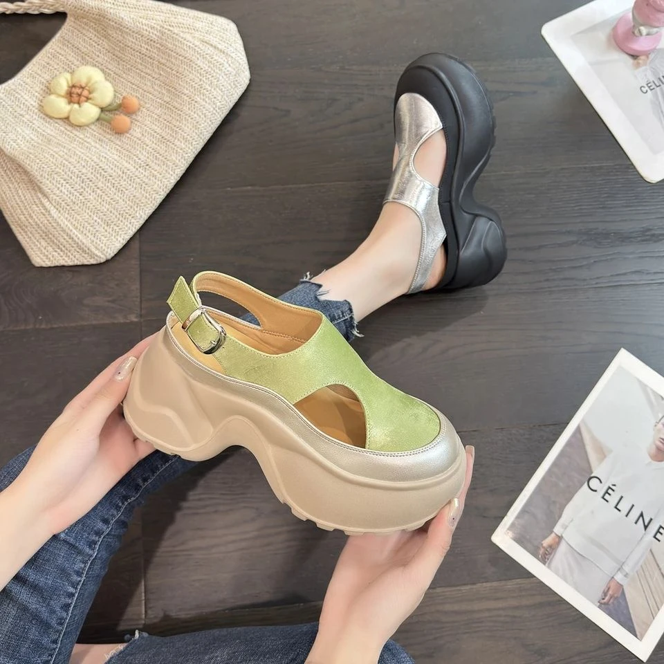 增高厚底凉鞋2025夏季新款轻奢爆款绝绝子休闲风厚底网红拖鞋厚底