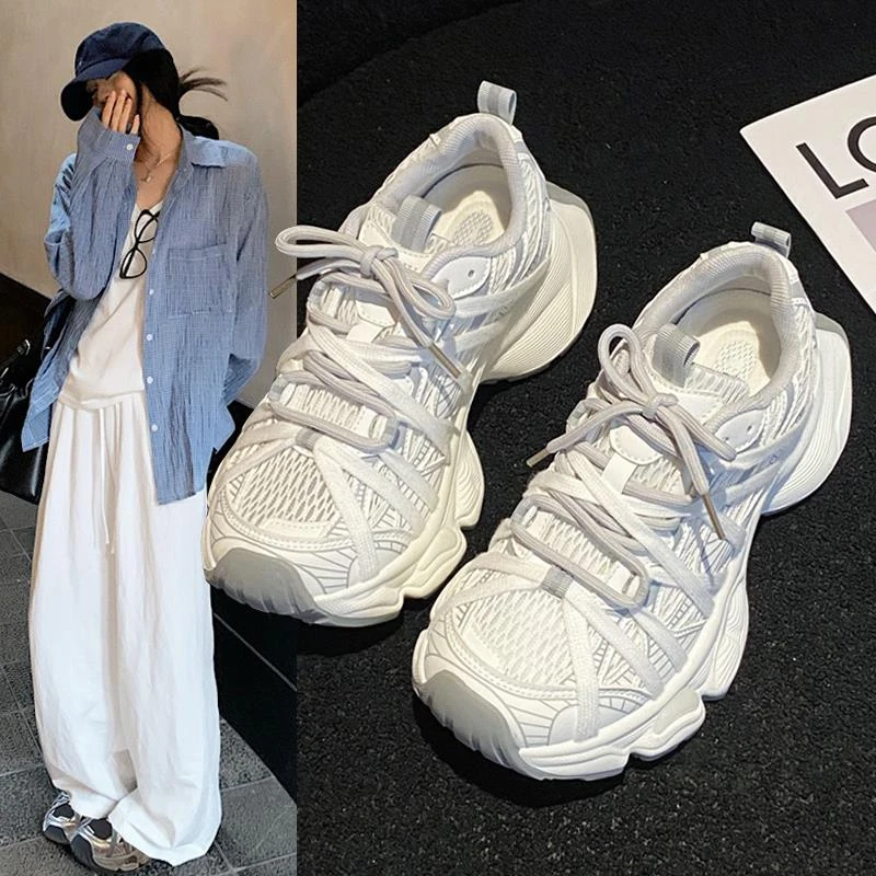 厚底情侣款巴黎老爹鞋潮2025新款秋季透气网面休闲运动跑步鞋女夏
