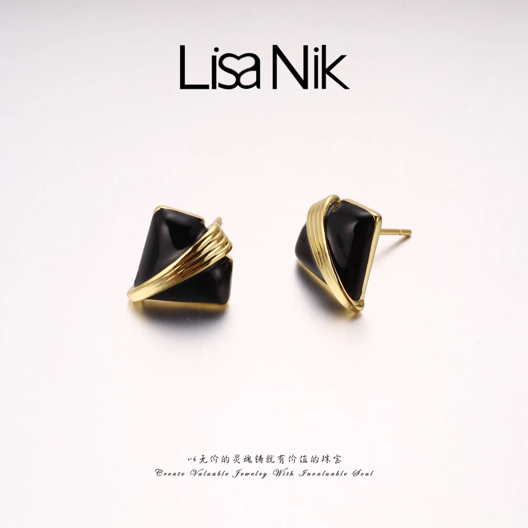 铜合金珐琅耳饰 【Lisa Nik】美·复古几何设计轻奢耳环 FV-C-32212