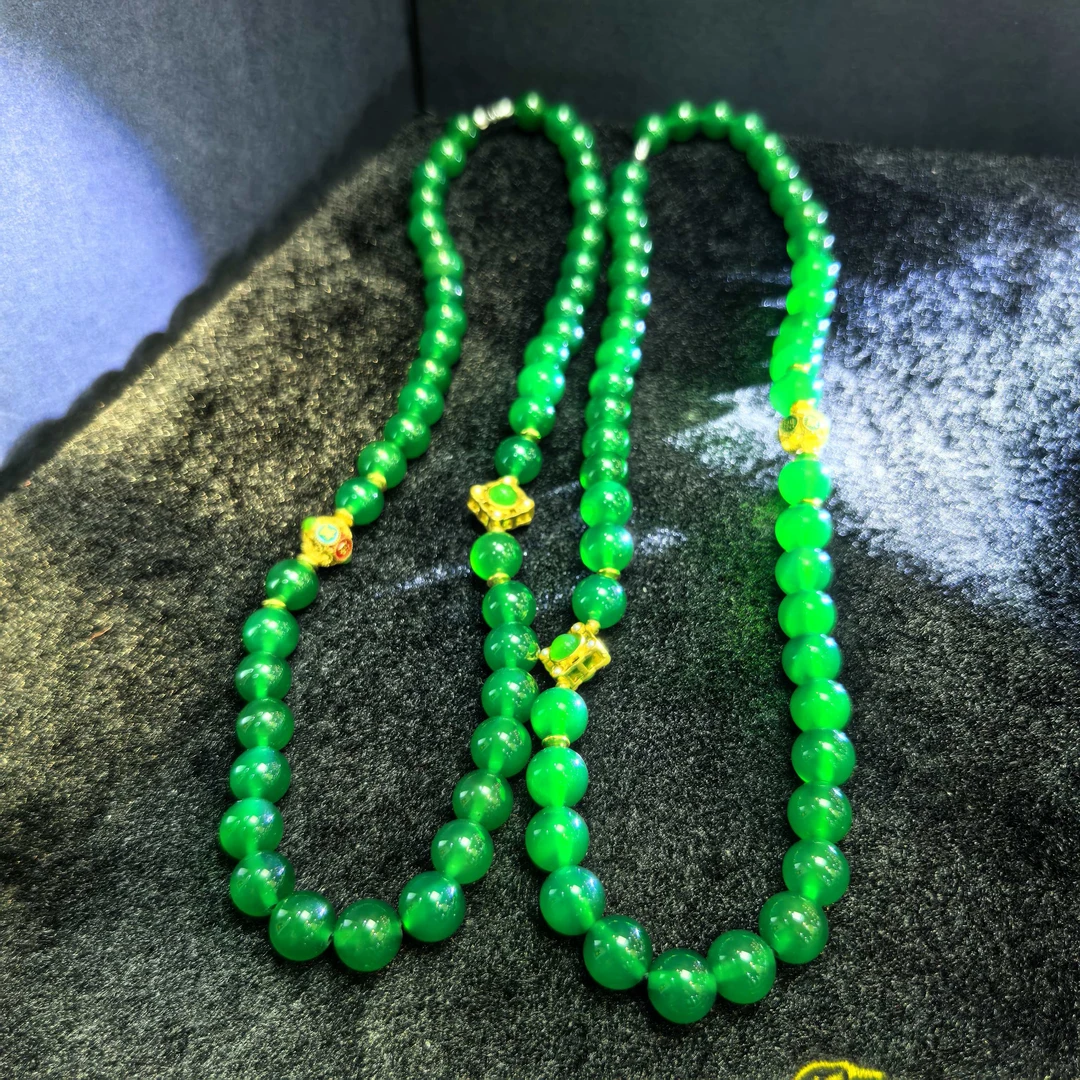 江德洋珠宝S7604龙纹青花灵碧玛瑙绿项链-多样性发货只发一件