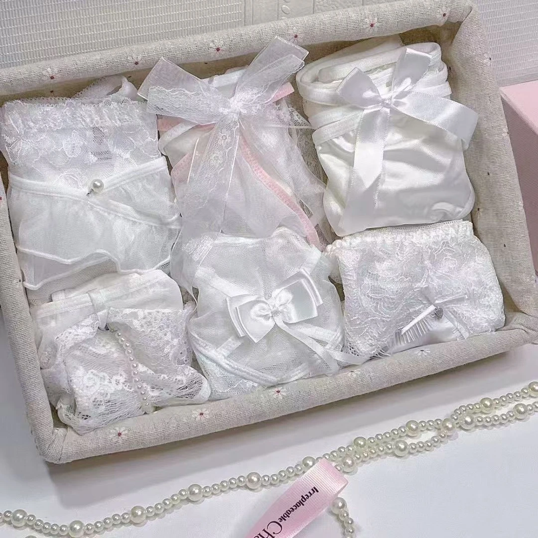 颜蓓薇低腰舒适轻薄透气蝴蝶结性感内裤纯欲女蕾丝609