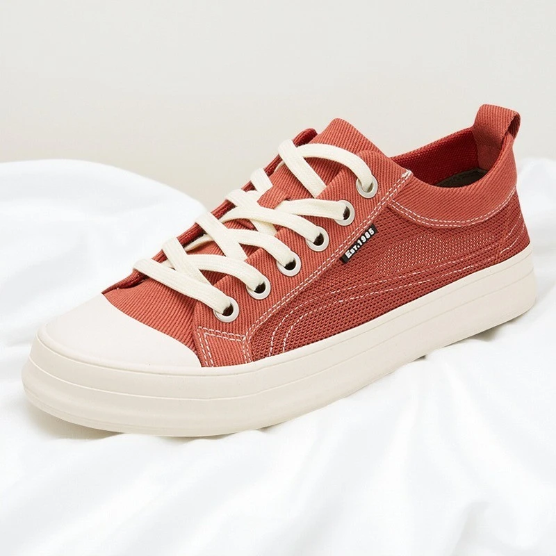 25623 男士系带百搭潮流低帮平底休闲板鞋夏季透气运动男鞋网面鞋