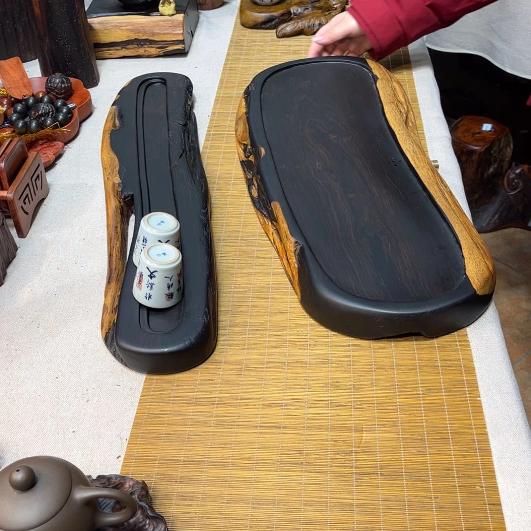 冷**寒紫光檀茶盘杯架两件套