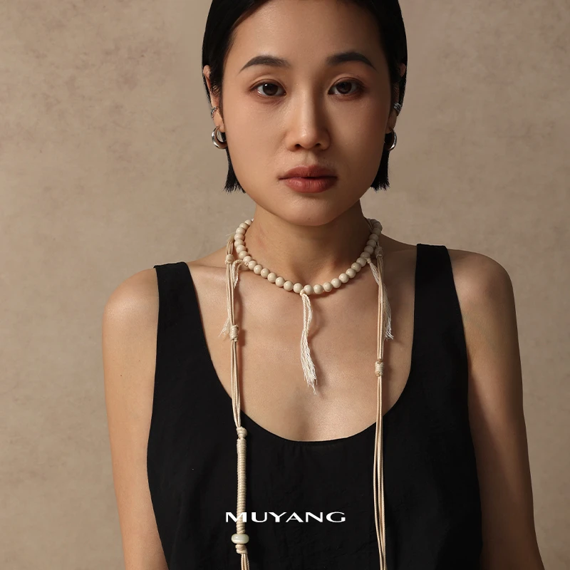 muyang/慕阳 铜合金玻璃项链 气质轻奢时尚法式百搭素界项链