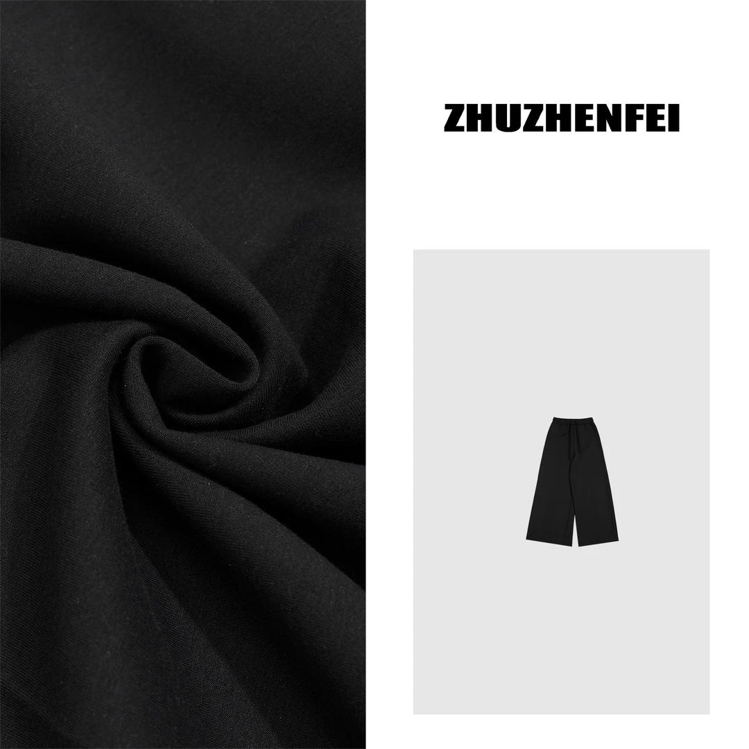 ZHUZHENFEI【继承者】黑色百搭显瘦基础简约阔腿长裤Z352009