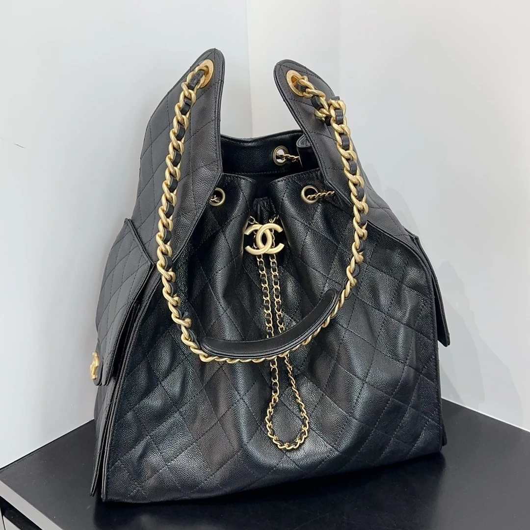 全新未使用 Chanel/香奈儿 25S荔枝皮25bag荔枝皮单肩hobo 中号
