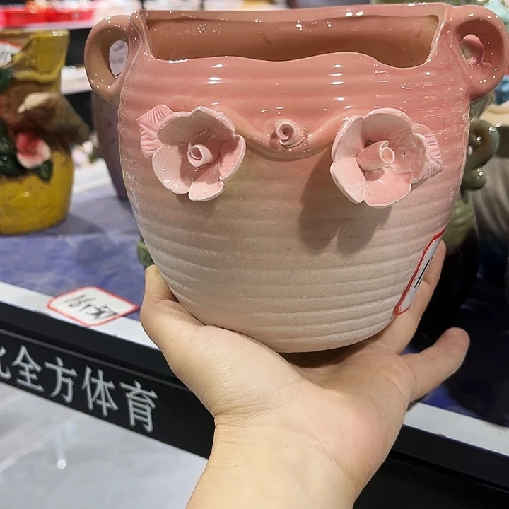 瓷片花盆多肉植物艺术品