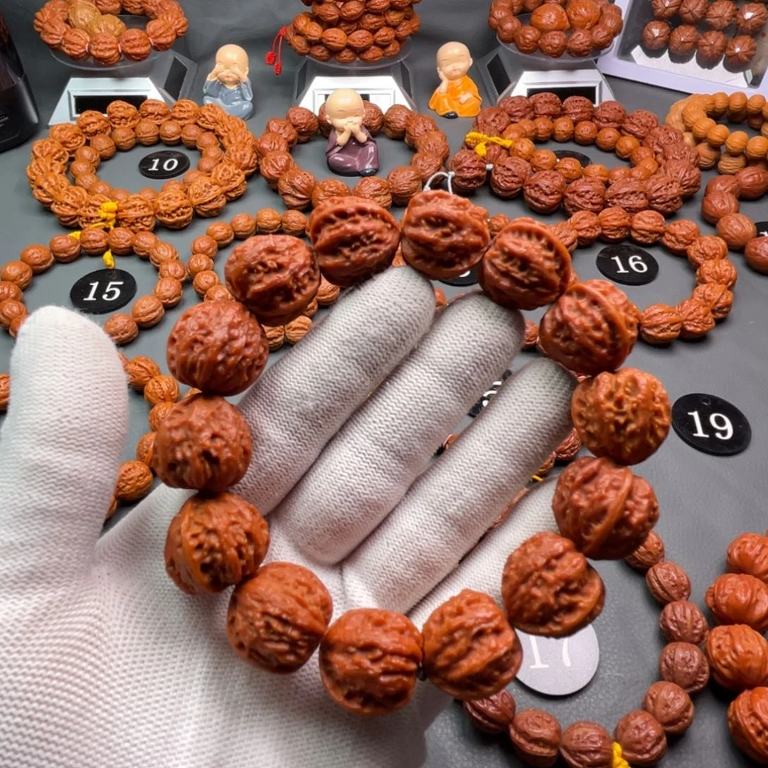 手串文玩核桃野生核桃火焰纹京八棱秋子手串