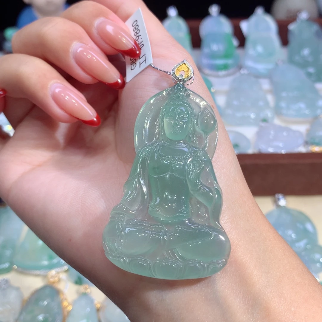 吊坠(不含链)18K金镶嵌翡翠