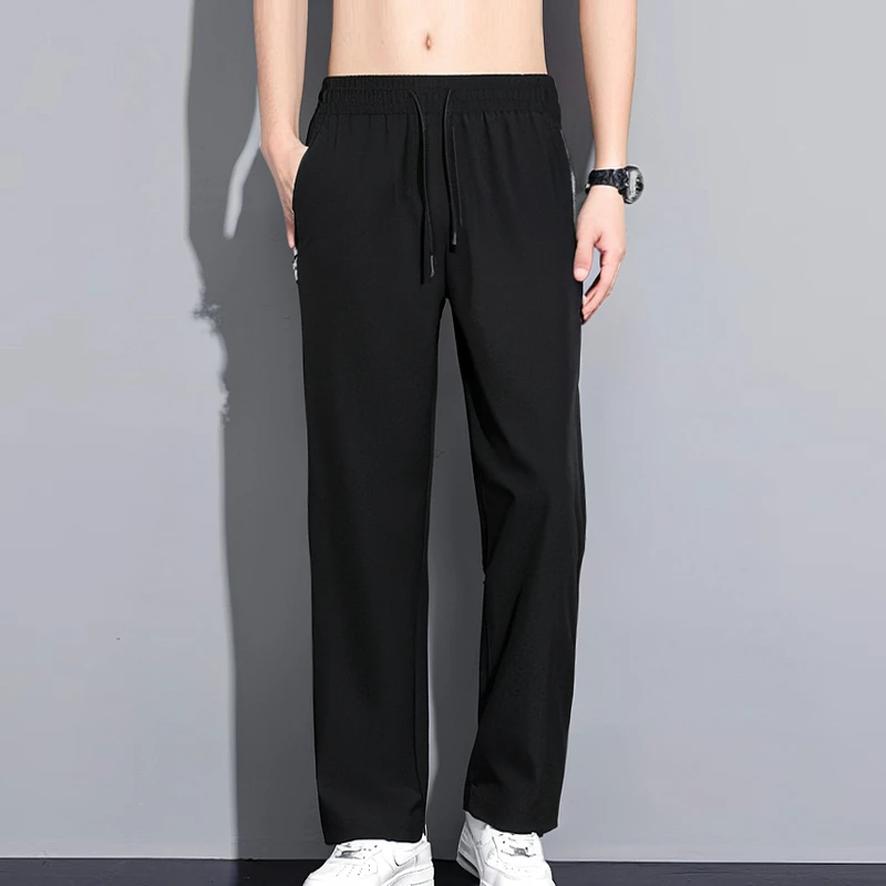 夏季新款运动裤男士冰丝长裤宽松透气薄款休闲裤大码速干裤子潮流