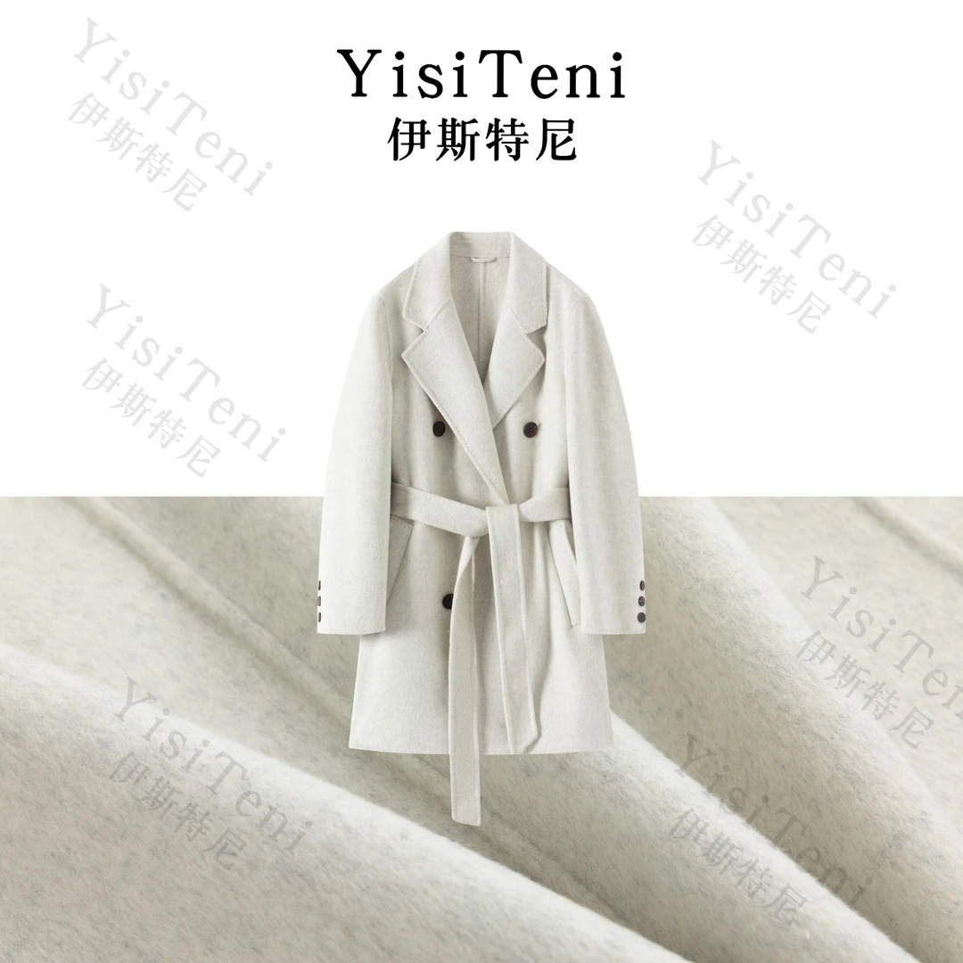 【 YisiTeni山羊绒002】双面羊绒中长款女羊毛外套设计师款冬季毛呢