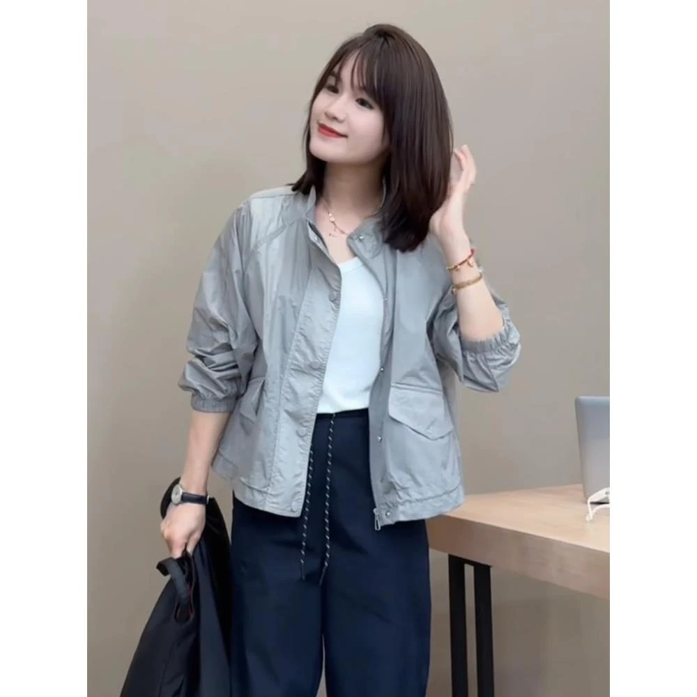 短款立领防晒衣女夏季新款流行超火宽松休闲减龄小个子薄款外套