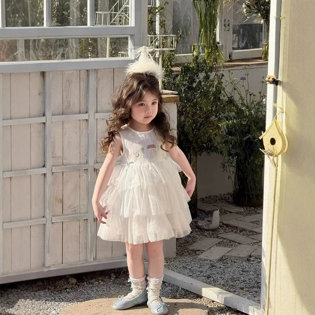 2025夏季新款女童装吊带连衣裙夏洋气蛋糕裙公主裙子蓬蓬裙棉B类