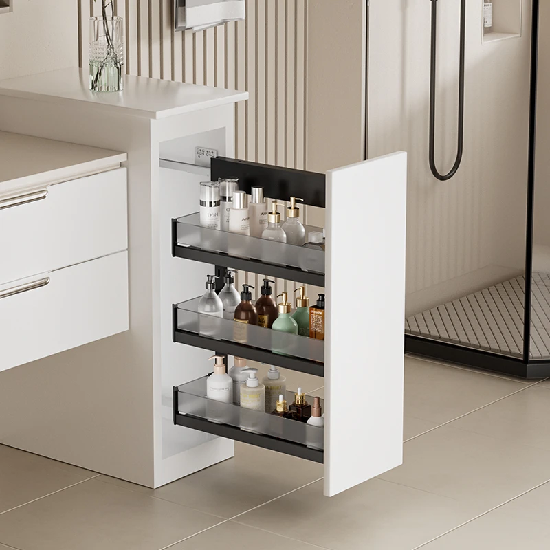 厨房橱柜调味篮卫生间浴室柜半墙干区窄柜抽屉式侧装拉篮多层