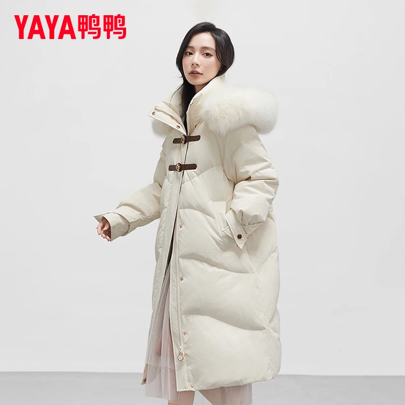 【阿哲专属】YAYA鸭鸭女中长款大毛领气质减龄派克大衣外套羽绒服