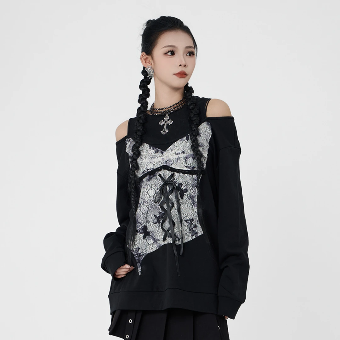 ANPK女装时尚街头辣妹潮酷漏肩卫衣AD131Q7070