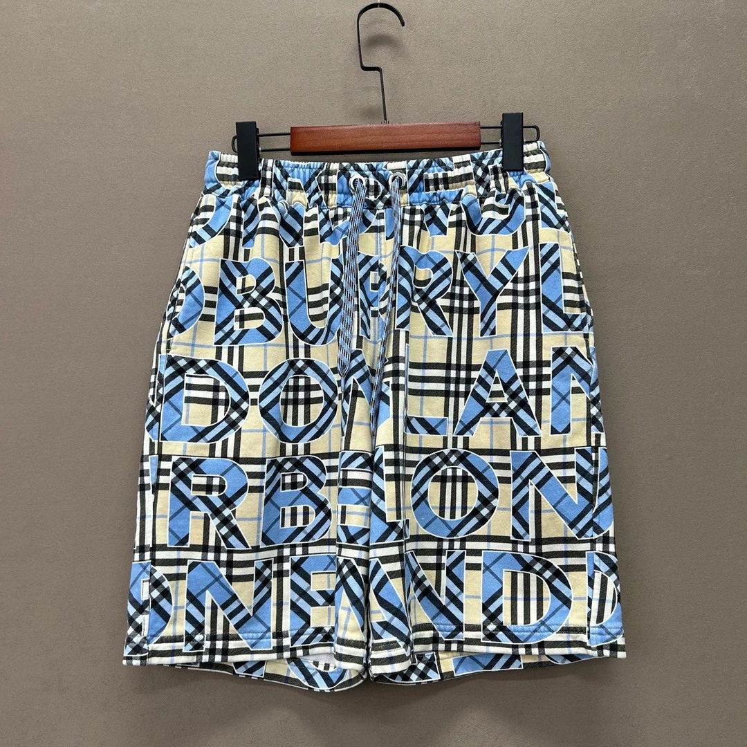 99新 BURBERRY/博柏利 格纹字母印花抽绳休闲短裤：99新XS码00497
