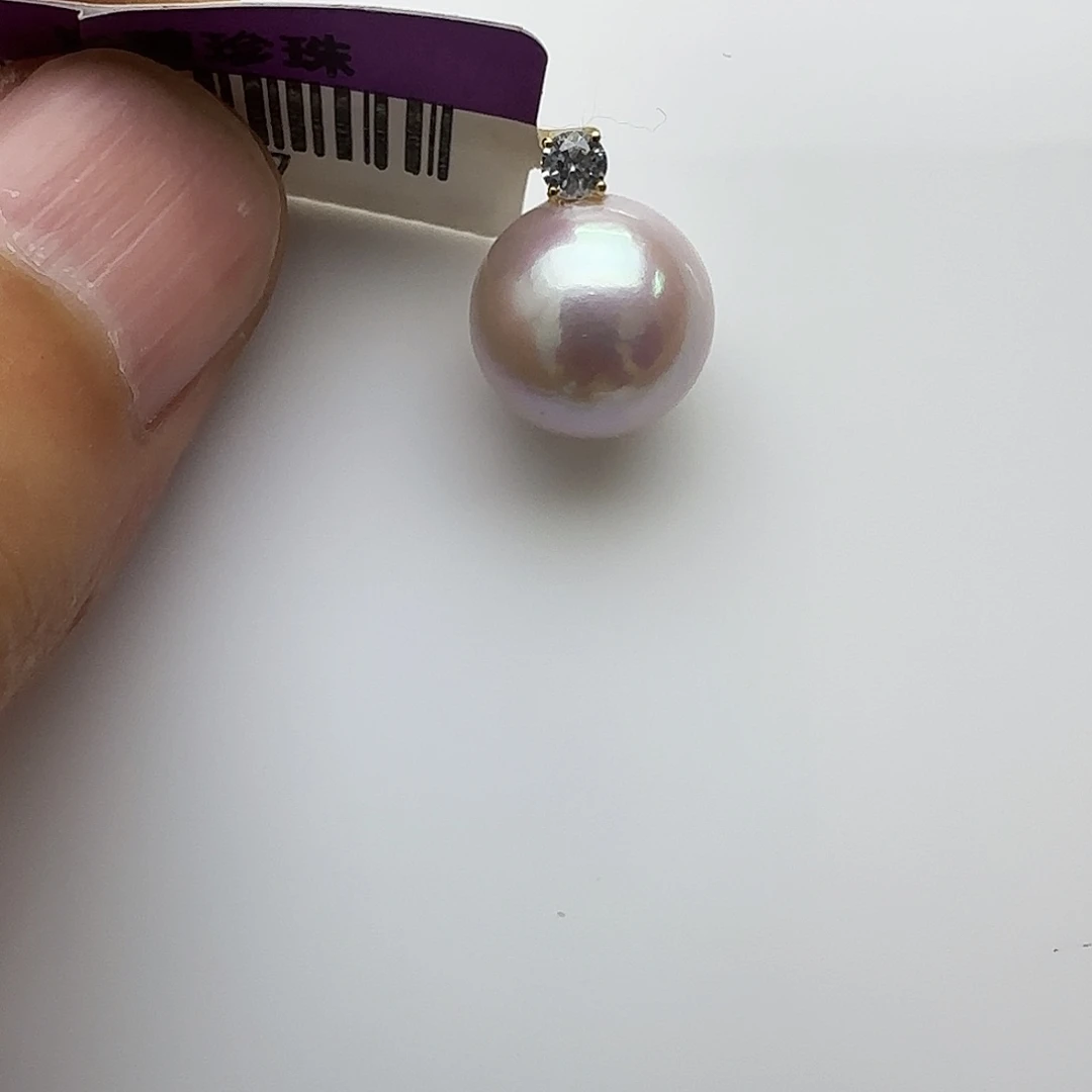 吊坠(不含链)18K金镶嵌淡水珍珠18K曼塔珍珠吊坠11-12mm