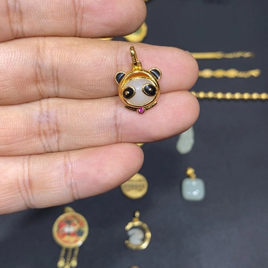 和田玉银S925镀金镶嵌颈饰