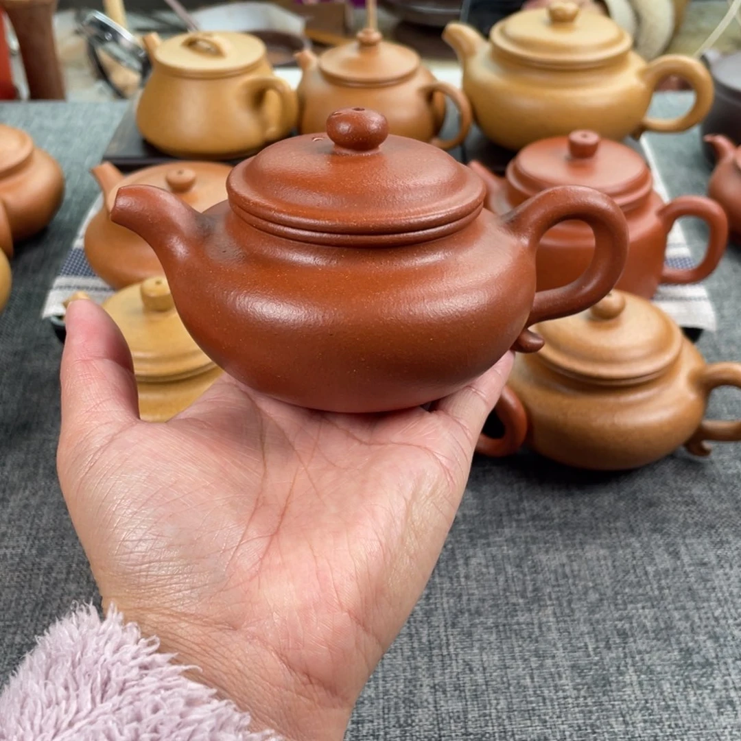 紫砂茶壶红降坡仿古全手40目210