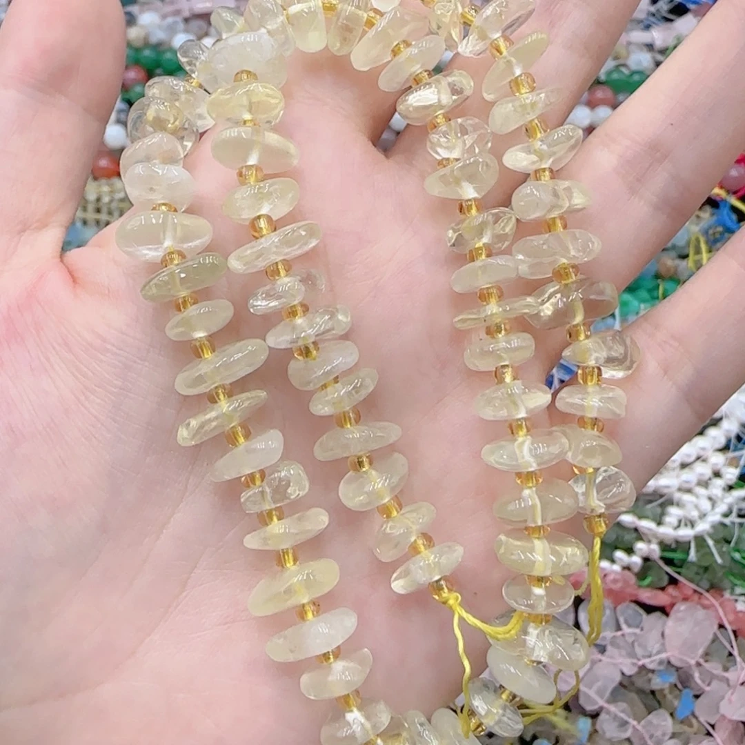玛瑙/玉髓未镶嵌珠宝半成品柠檬晶碎石隔片一条