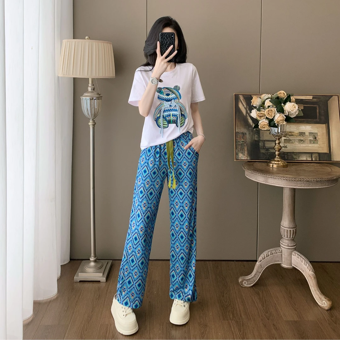 休闲套装女设计感女装2025夏季时尚洋气减龄气质短袖阔腿裤两件套