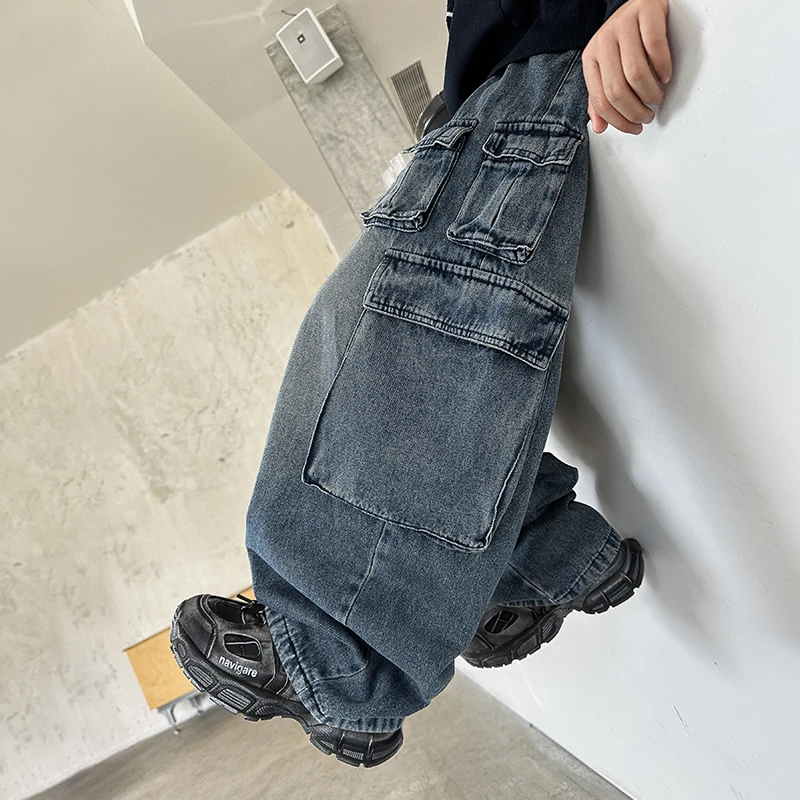 【2025秋款上新】男童牛仔裤儿童洋气宽松直筒裤子中大童春秋款长裤