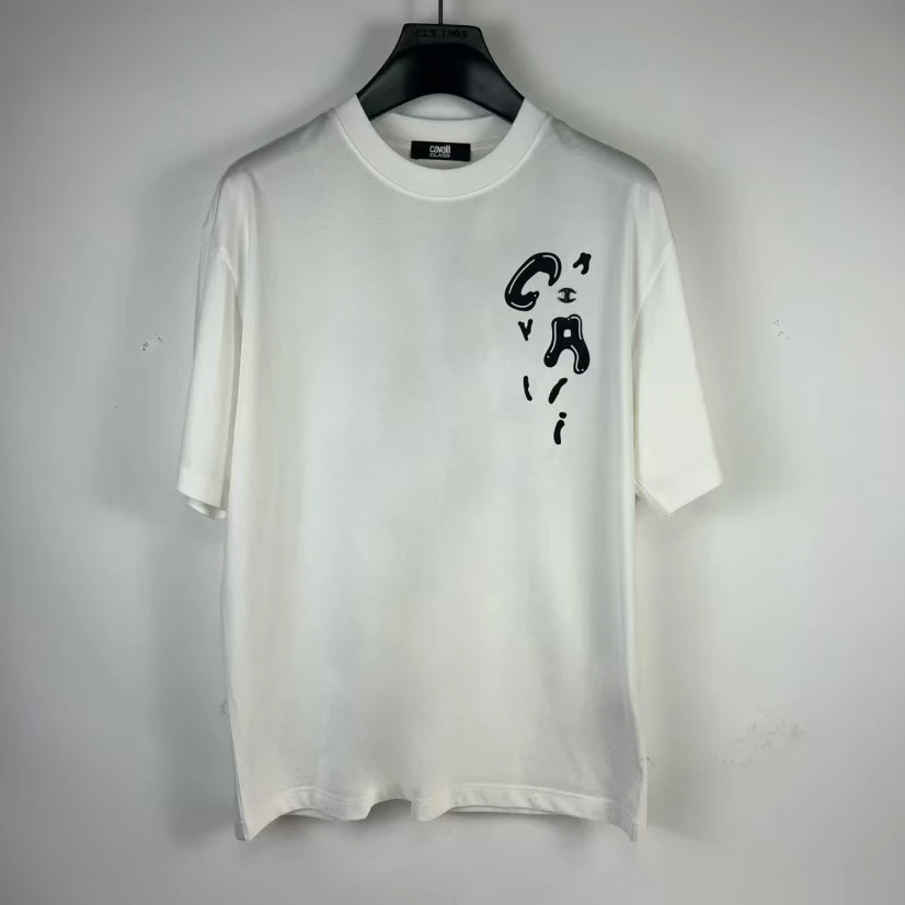 Cavalli Class/卡沃利 新款印花大标圆领T恤 2521002/012黑色