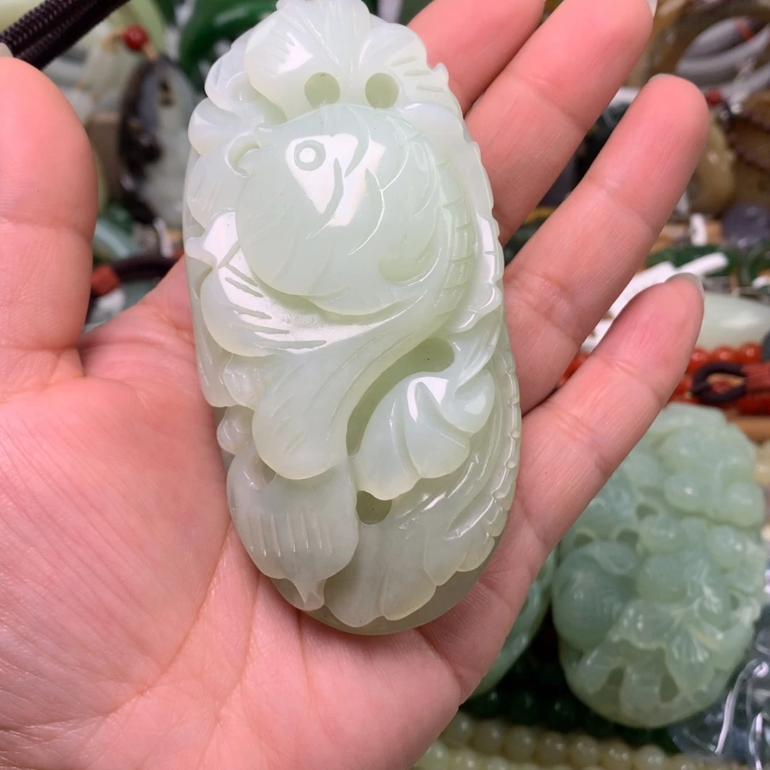 一****岫玉未镶嵌手把件鱼