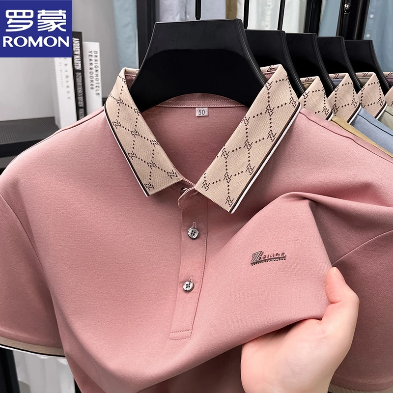 罗蒙夏季男士棉质短袖POLO衫中青年商务休闲百搭翻领透气薄款T恤