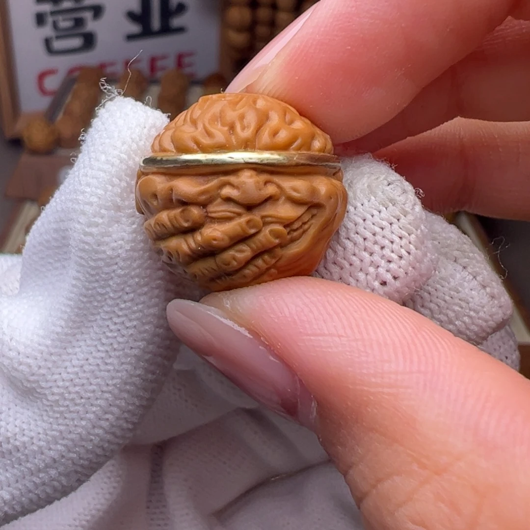 把件猴头核桃镶嵌款盲僧全品有正常封口线
