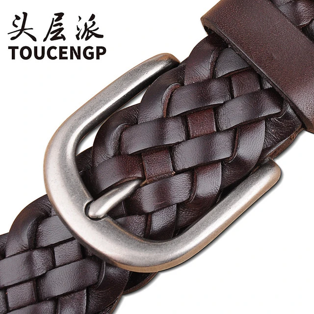 编织皮带男真皮编织腰带女针扣头层牛皮休闲简约个性手工编制潮