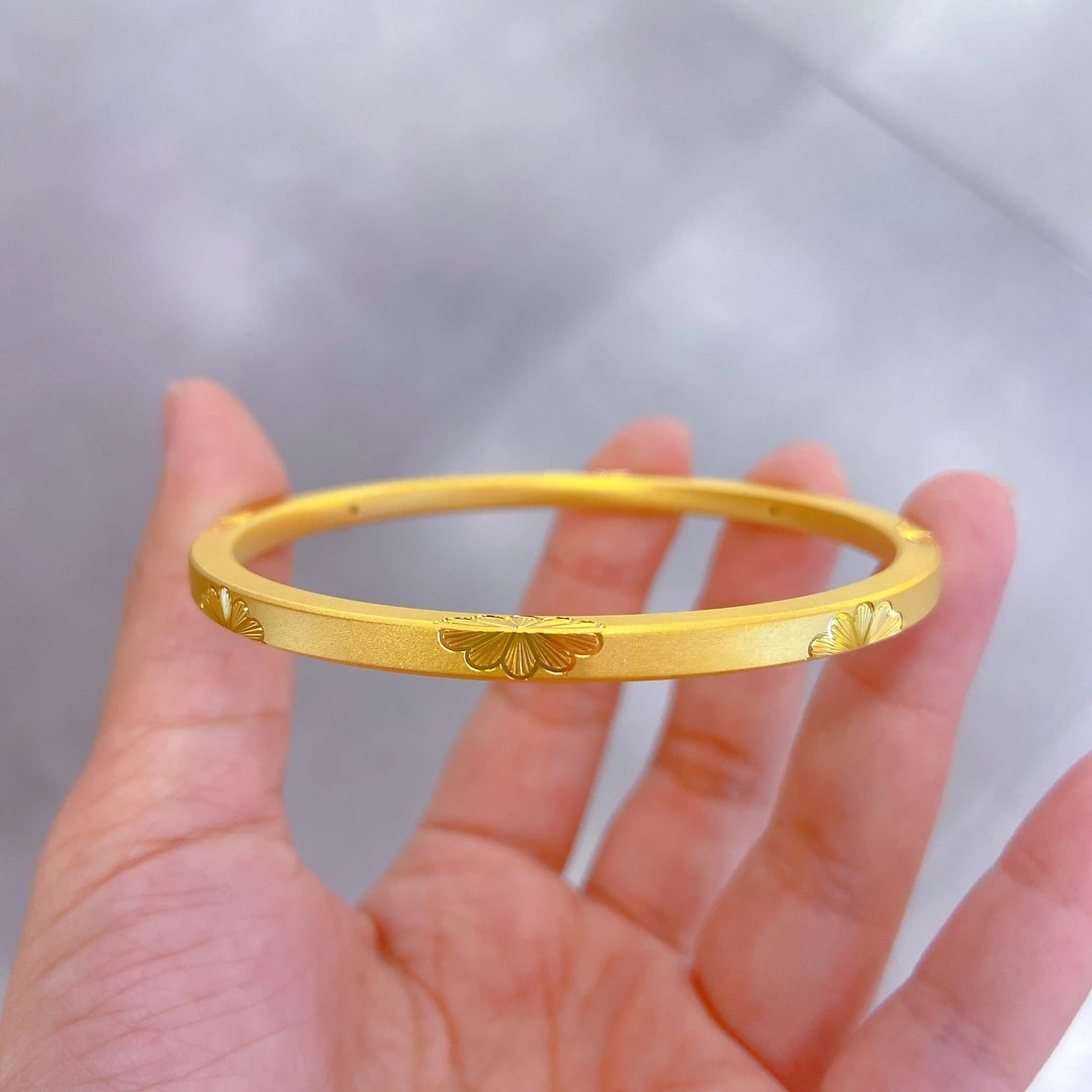 【雏菊手镯】5D工艺水贝黄金菊花古法小雏菊喷砂黄金手镯多退少补