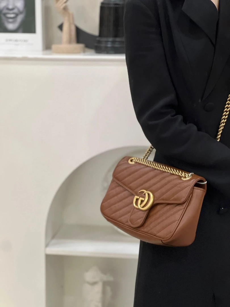 99新 GUCCI/古驰 gucci marmont26焦糖链条包/公价无/甄选