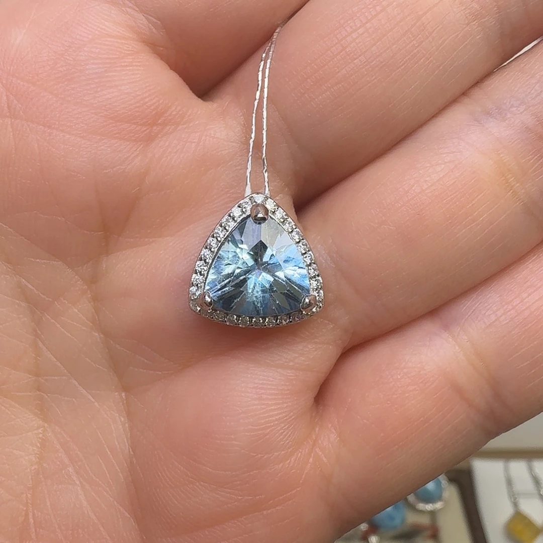 托帕石颈饰银S925镶嵌