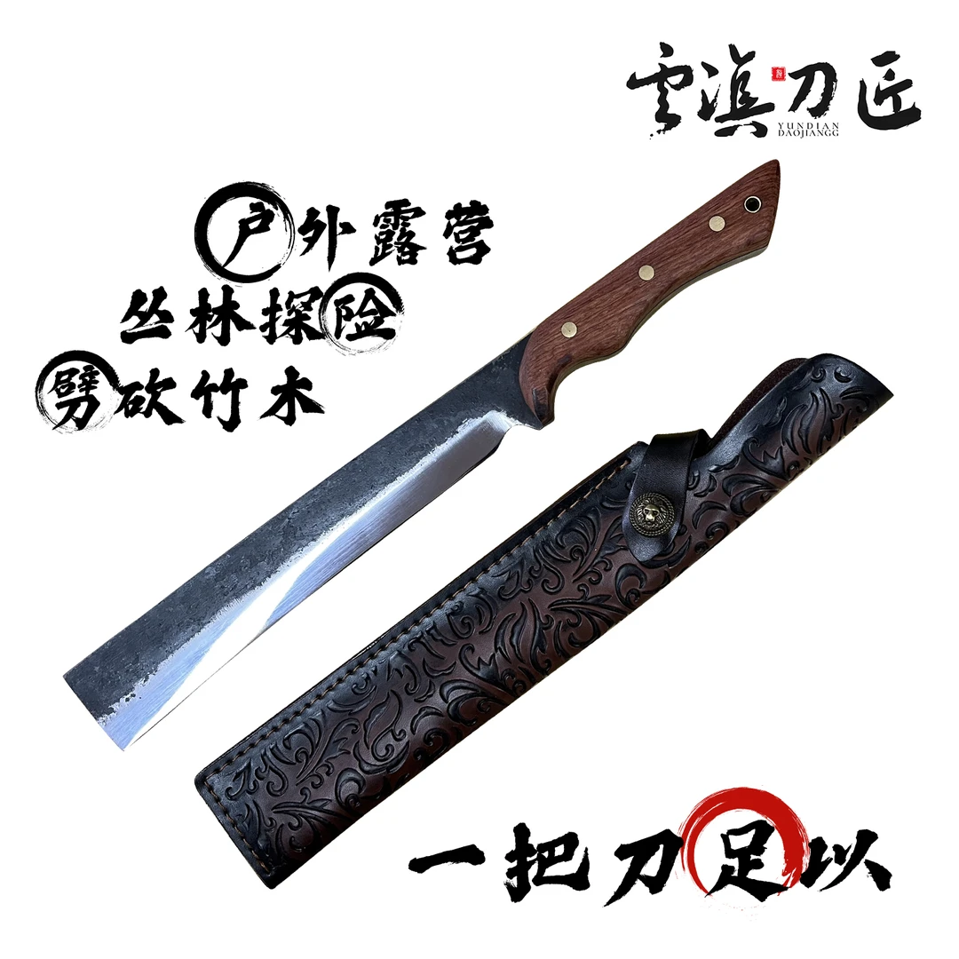 弹簧钢手工一体锻打多功能户外露营野营丛林探险NATA平头柴刀