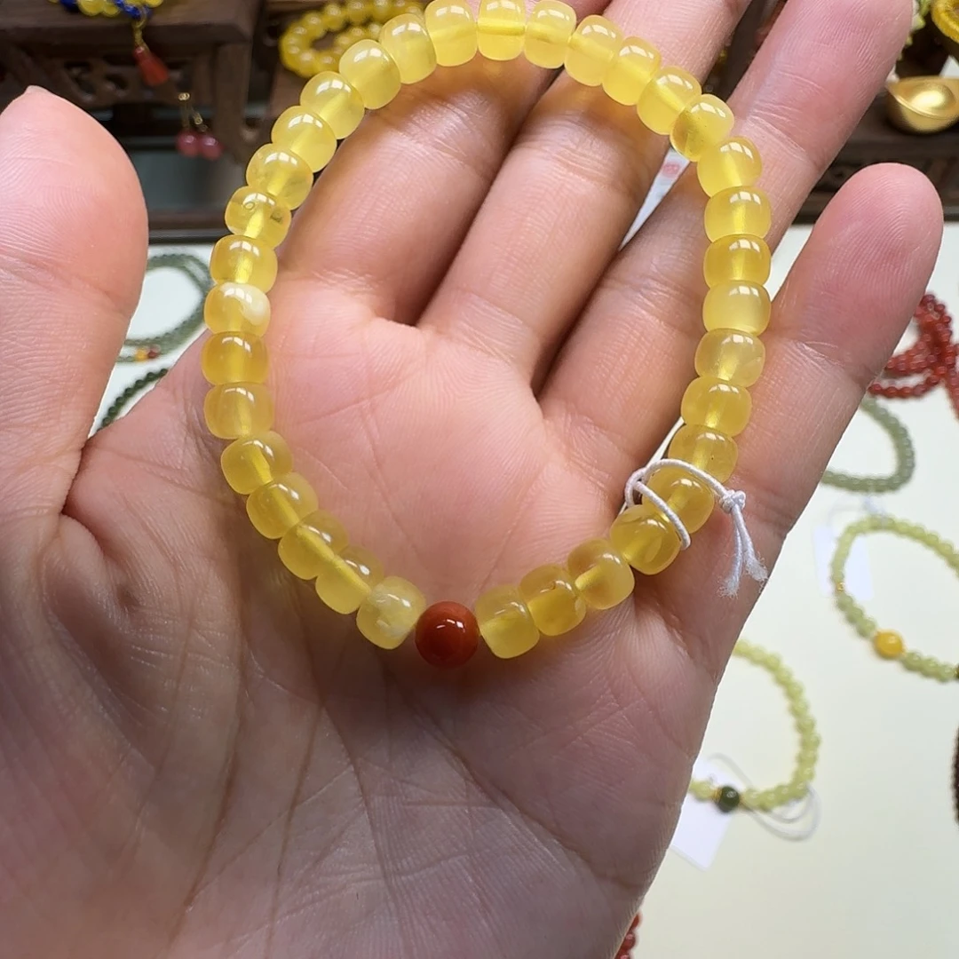 未镶嵌琥珀手串鸡油黄金绞蜜老型单圈