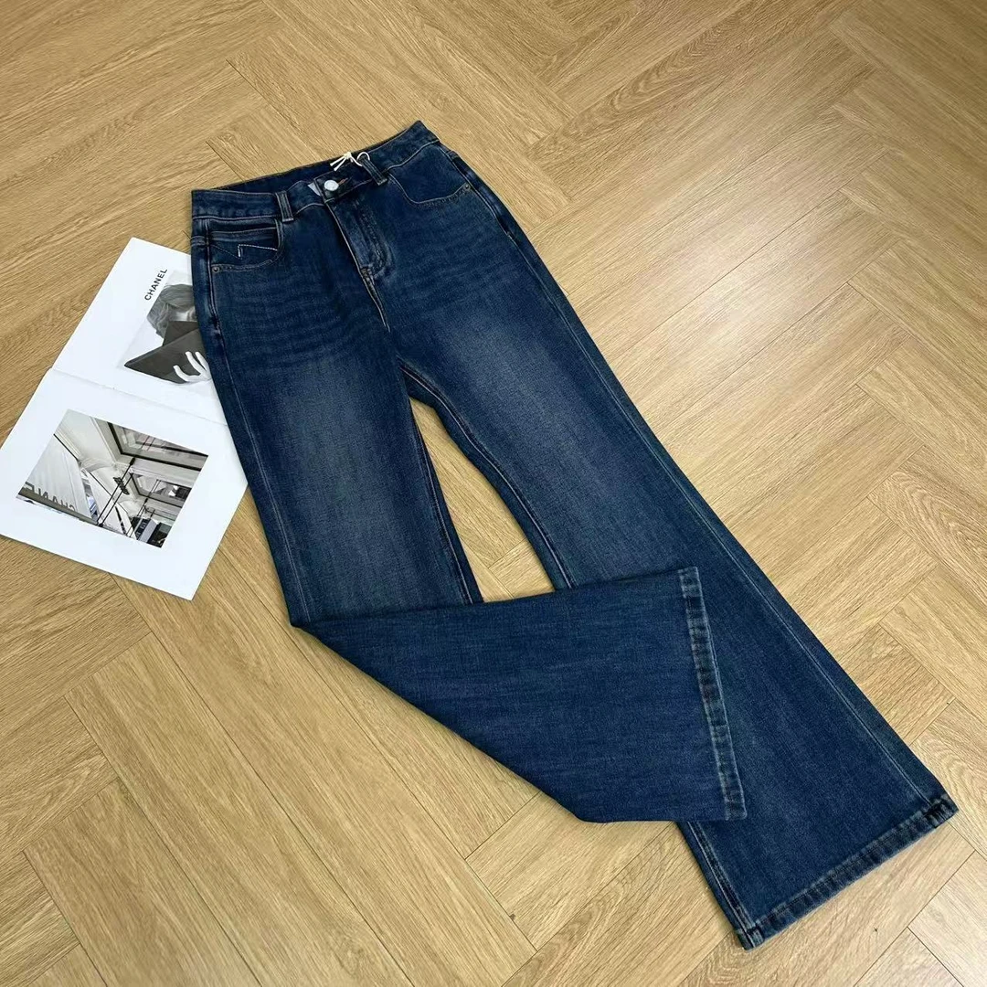 秋季新款高腰微弹水洗做旧直筒牛仔裤H9269