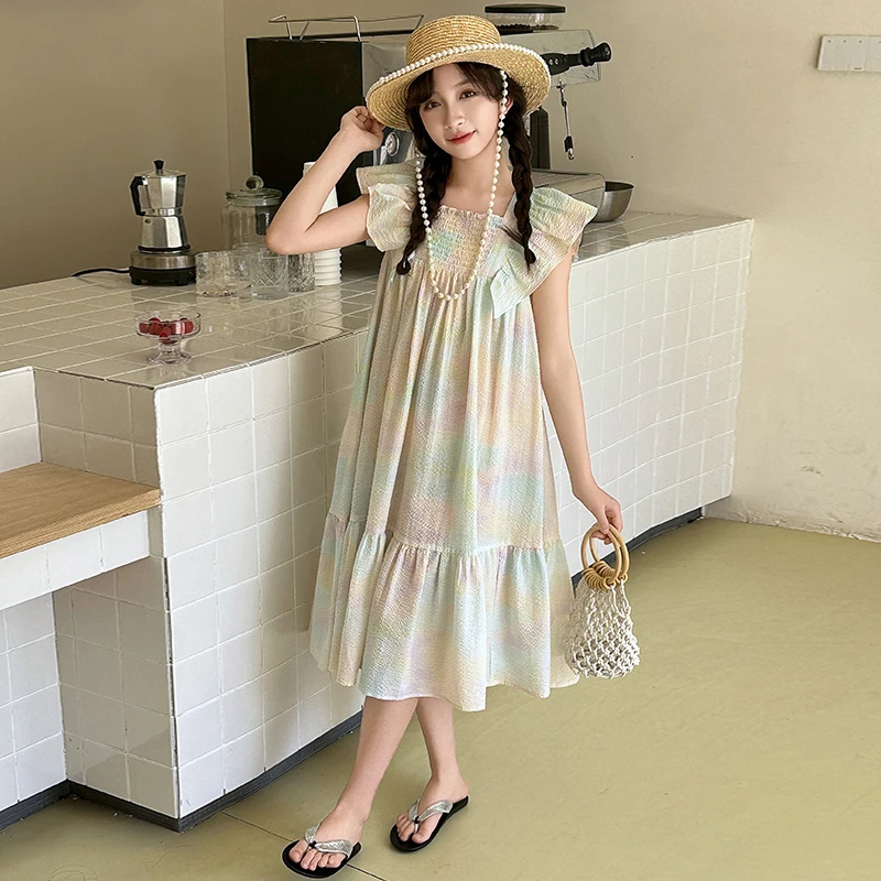 女童连衣裙夏装2025新款洋气儿童裙子夏季童装小女孩荷叶袖公主裙