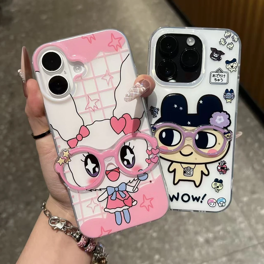 SMBLCE甜心吉立体星星眼镜适用苹果17大孔手机壳华为vivo小米oppo